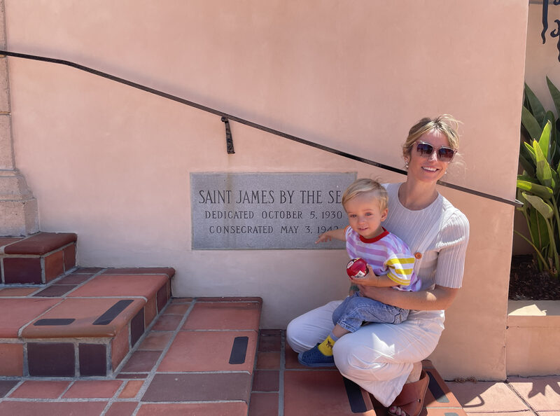 James with his mom